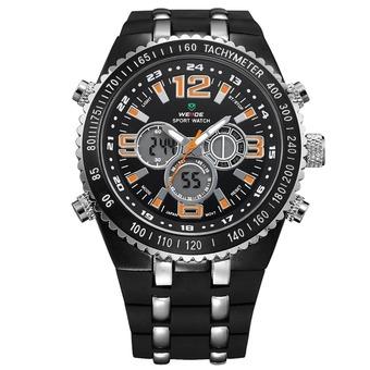 WEIDE Men's Sports Watch Dual Time Alarm Stopwatch Rubber Band Wrist Watch (Orange) (Intl)  