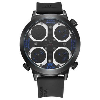 WEIDE Men's Universe Series Sports Watch Three Time Zone PU Straps Outdoor Military Blue Face - Intl  