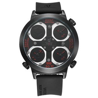 WEIDE Men's Universe Series Sports Watch Three Time Zone Soft PU Straps Outdoor Military Red Face (Intl)  