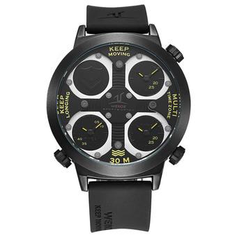 WEIDE Men's Universe Series Sports Watch Three Time Zone PU Straps Outdoor Military Yellow Face - Intl  