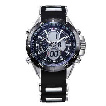 WEIDE WH1103 Men Silicon Band LCD Analog Digital Sports Watches - Black (Intl)  