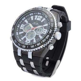 WEIDE WH1107 Sports Men's Rubber Band Quartz Analog with Digital Waterproof Wrist Watch (Black)  