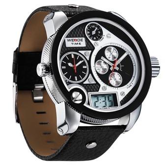 WEIDE WH2305-4 Men's Sports Diving PU Leather Band Analog + Digital Display Wrist Watch (Black) (Intl)  