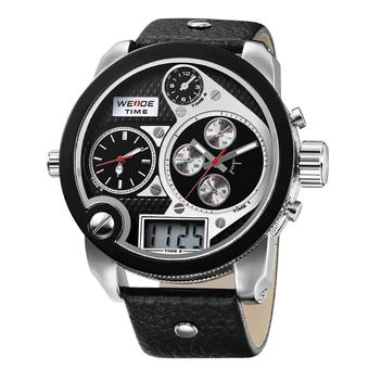 WEIDE WH2305-4 Men's Sports Diving PU Leather Band Analog + Digital Display Wrist Watch Black (Intl)  