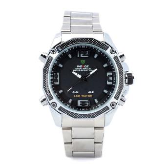 WEIDE WH2306 Stainless Steel Dual Time Display LED Wrist Watch w/ Alarm for Men - Silver  