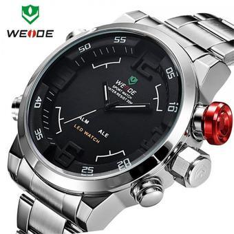 WEIDE WH2309B Military Sports Quartz Watch Double Movts Analog Digital LED Dual Time Display Alarm Wristwatch for Men  