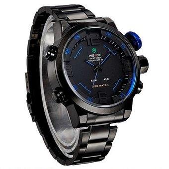 WEIDE WH2309B Military Sports Quartz Watch Double Movts Analog Digital LED Dual Time Display Alarm Wristwatch for Men (BLUE) - Intl  