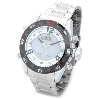 WEIDE WH2310-2 Fashion LED Digital + Analog Display Stainless Steel Wrist Watch for Men - Silver (Intl)  