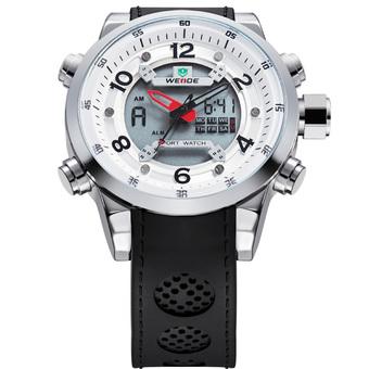 WEIDE WH3315 Men's Waterproof Outdoor Sport LCD Digital Analog Wristwatch w/ Alarm / Back Light - White  