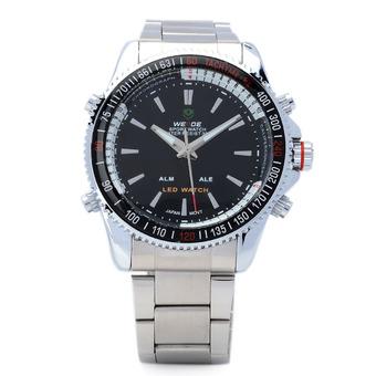 WEIDE WH903 Stainless Steel Analog + Digital Quartz LED Wrist Watch for Men - Silver (1 x SR626)  