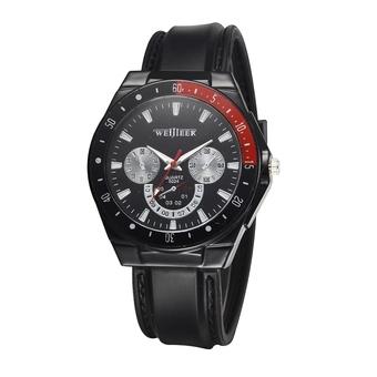 WEIJIEER Women's Black Silicone Strap Watch 86195  