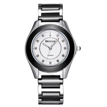 WEIQIN Genuine diamond circular fashion Korean Ladies Watch-Black White (Intl)  