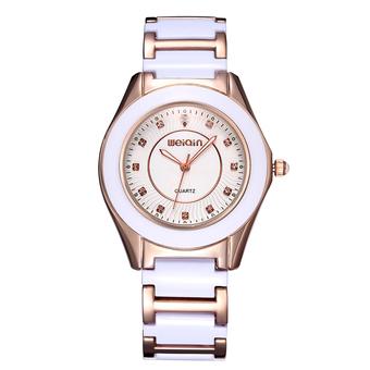 WEIQIN Genuine diamond circular fashion Korean Ladies Watch-Gold White (Intl)  