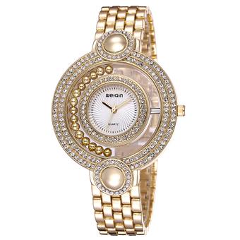 WEIQIN New Woman Rhinestone Crystal Watches Womens Ladies Beauty Bracelet Wristwatches Female Gold Dress Watch (Intl)  