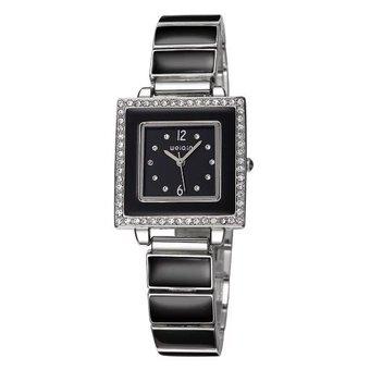 WEIQIN Square Dial Bracelet Watches Women 24 hours Analog Quartz Dress Ladies Watch Black - Intl  