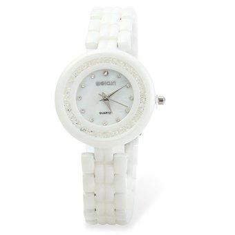 WEIQIN W3224 Ultra-thin Ceramic Band Women Quartz Watch WHITE (Intl)  