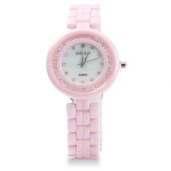 WEIQIN W3225 Ultra-thin Ceramic Band Women Quartz Watch PINK (Intl)  