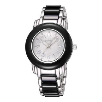 WEIQIN Women Big Round Dial Ladies Dress Watches Analog Quartz Wristwatches Female Girls black white - Intl  