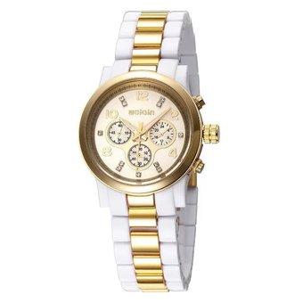 WEIQIN Women Watches Trendy Fashion White Round Dial Analog Quartz Wrist Watch White Gold Band - Intl  