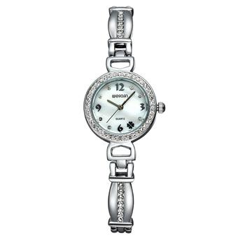 WEIQIN brand fashion women fashion watch diamond watch disc stereo clover stamp-Silver White (Intl)  