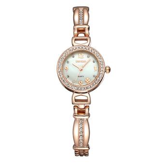 WEIQIN brand fashion women fashion watch diamond watch disc stereo clover stamp-Rose Gold White (Intl)  