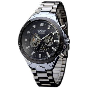 WINNER Automatic Mechanical Skeleton Stainless Steel Mens Watch Black Dial WW226 (Intl)  