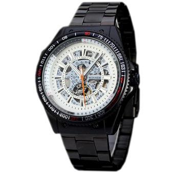 WINNER Black Stainless Steel Automatic Skeleton Mechanical Mens Sport Watch WW247 (Intl)  