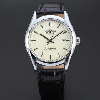 WINNER Business Automatic Mechanical Mens Black Leather Dress Wrist Watch WW254 (Intl)  