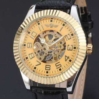 WINNER Casual Men's Skeleton Automatic Mechanical Leather Mens Dress Watch Gold WW220 (Intl)  