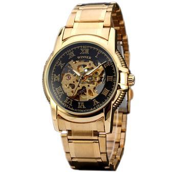 WINNER Luxury Rose Gold Steel Men Skeleton Automatic Mechanical Wrist Watch WW297 (Intl)  