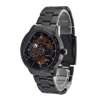 WINNER Men Skeleton Dial Automatic Mechanical Stainless Steel Watch (Black) - Intl  