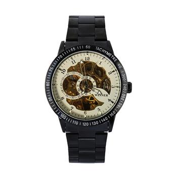 WINNER Stainless Steel Automatic Mechanical Hollow Watch Black Color (Intl)  