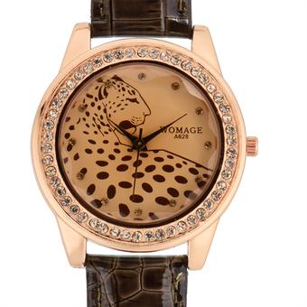 WOMAGE-A628 Hot-sale Leapard Diamond Wristwatch Quartz Leather Women Watch62810(WOMAGE-A628 Hot-sale Leapard Diamond Wristwatch Quartz Leather Women Watch62810) (Intl)  