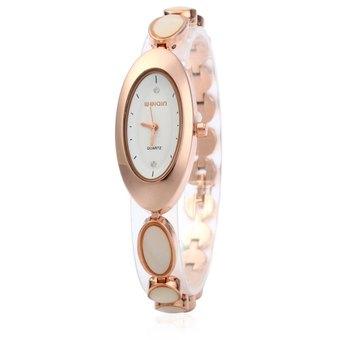 WeiQin 2612 Ladies Quartz Watch Oval Dial Rhinestone Scale GOLDEN WHITE (Intl)  