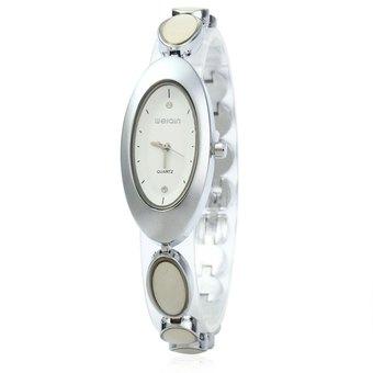 WeiQin 2612 Ladies Quartz Watch Oval Dial Rhinestone Scale SILVER WHITE (Intl)  