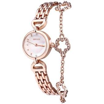 WeiQin 2613 Ladies Rhinestone Flower Pendant Bracelet Quartz Watch with Pearl Shell Dial (WHITE) - Intl  