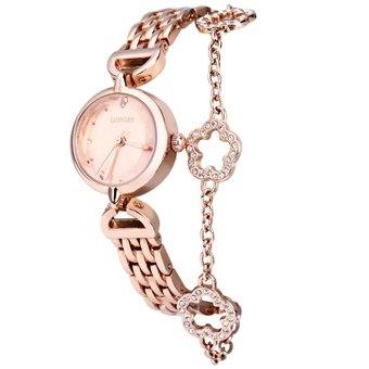 WeiQin 2613 Ladies Rhinestone Flower Pendant Bracelet Quartz Watch with Pearl Shell Dial (Gold ) - Intl  