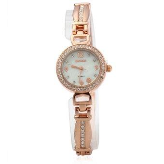 WeiQin 2615 Women Quartz Wristwatch Four Leaf Clover Print ROSE GOLD WHITE (Intl)  