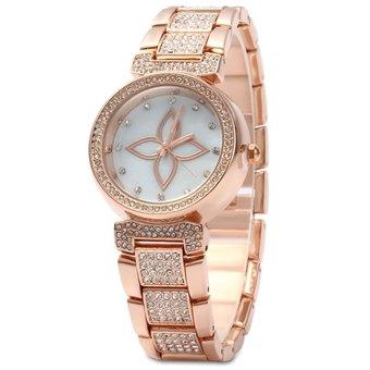 WeiQin 2616 Women Stereo Rhinestone Quartz Wristwatch Pearl Shell Dial GOLDEN (Intl)  