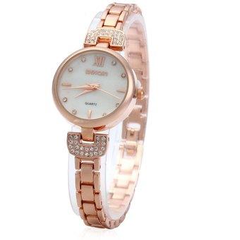 WeiQin 2620 Women Analog Quartz Wristwatch Rhinestone Scale ROSE GOLD WHITE (Intl)  