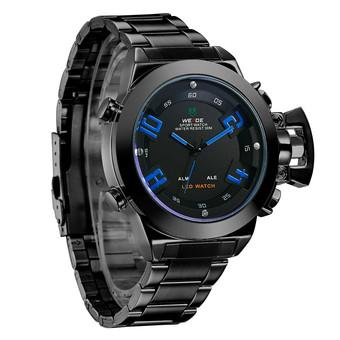 Weide Japan Quartz Stainless Strap Men LED Sports Watch - WH1008 - Black/Blue  