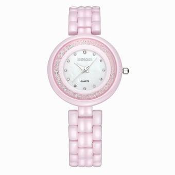 Weiqin Ultrathin Rhinestone Full Ceramic Watches Women Luxury Brand Hardlex Shell Dial Lady Fashion Watch Butterfly Buckle Clasp(Pink ) (Intl)  