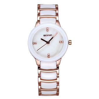 Weiqin fashion ladies watch dial Bracelet Watch Imitation Ceramic Shell-Gold White (Intl)  