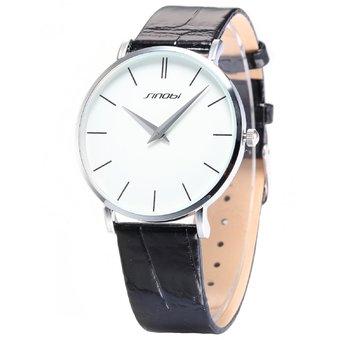 White Big Dial Mens Lady Women Unisex Leather Quartz Sport Wrist Watch Gift SNB011 - Intl  