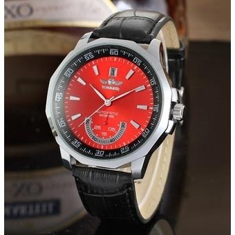 Winner Calendar Design Auto Mechanical Watch Leather Strap Red - Intl  