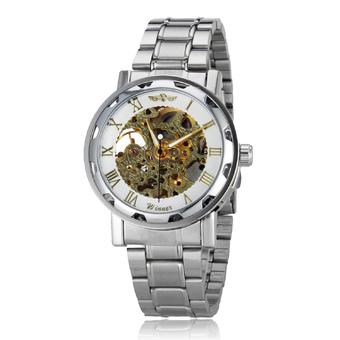 Winner Gold Skeleton Design Auto Mechanical Watch Stainless Steel Material White (Intl)  