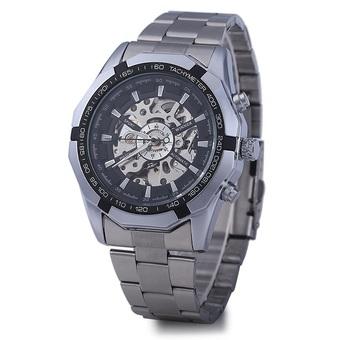 Winner W340 Men Hollow Automatic Mechanical Watch Stainless Steel Band (BLACK) - Intl  