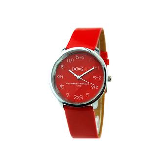WoMaGe 8834 Unisex Watches Casual Solid Faux Leather Band (Red)  
