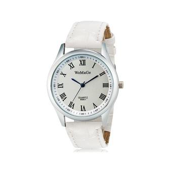 WoMaGe 9595-1 Women's Analog Quartz Wrist Watch with Roman Numerals/Faux Leather Band (White) (Intl)  