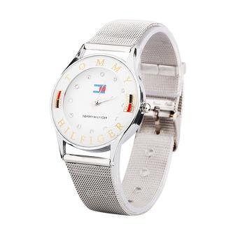 Women Analog Quartz Stainless Steel Mesh Band Wrist Watches (White)  